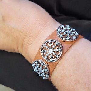 Leather with blue conch bracelet